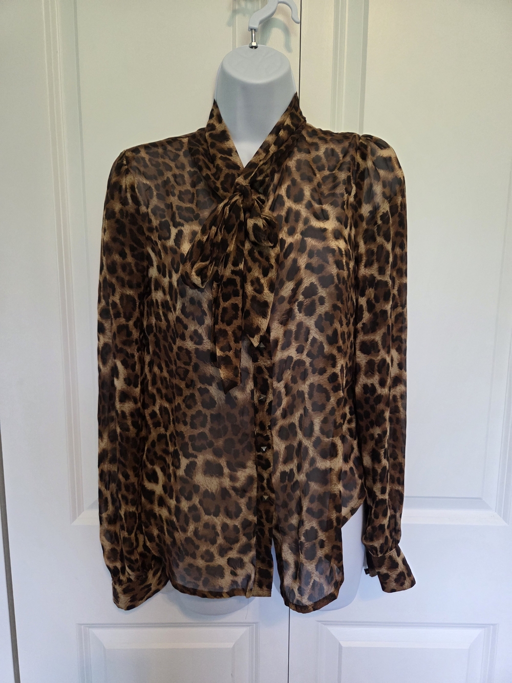 Potter's Pot Leopard Tie-Neck Blouse